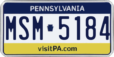 PA license plate MSM5184