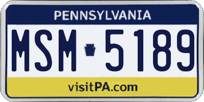 PA license plate MSM5189