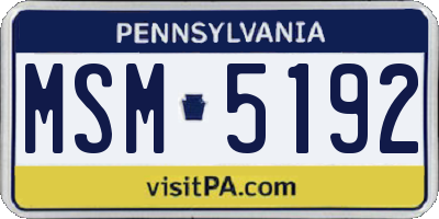 PA license plate MSM5192