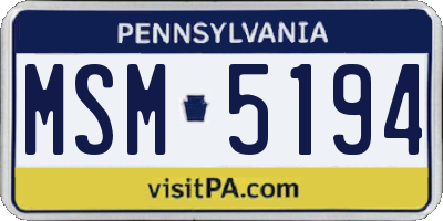 PA license plate MSM5194