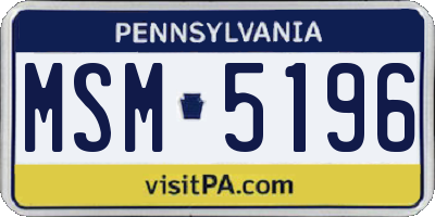 PA license plate MSM5196
