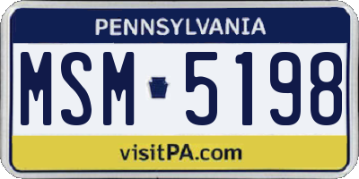 PA license plate MSM5198