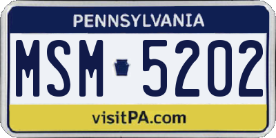 PA license plate MSM5202
