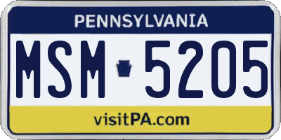 PA license plate MSM5205