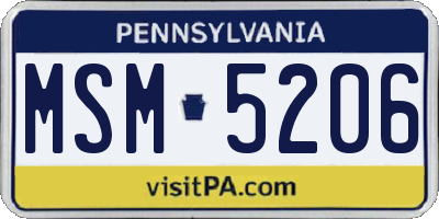PA license plate MSM5206