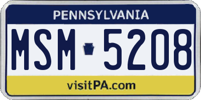 PA license plate MSM5208