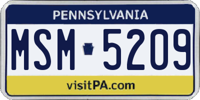PA license plate MSM5209