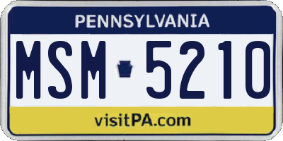 PA license plate MSM5210