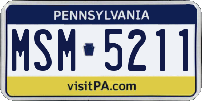 PA license plate MSM5211