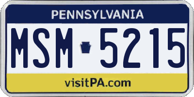 PA license plate MSM5215