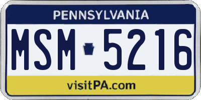 PA license plate MSM5216