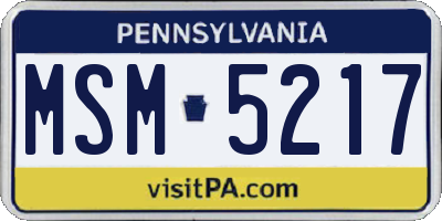 PA license plate MSM5217