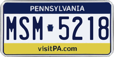 PA license plate MSM5218