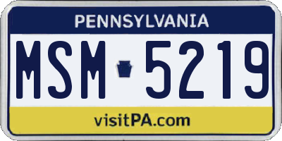 PA license plate MSM5219