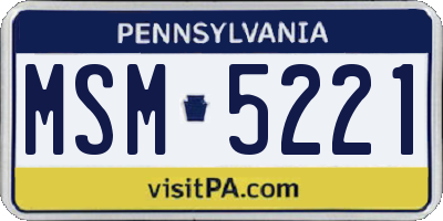PA license plate MSM5221