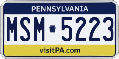 PA license plate MSM5223