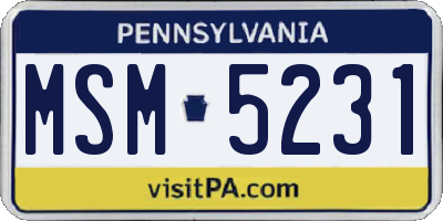 PA license plate MSM5231