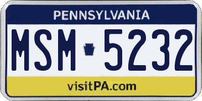 PA license plate MSM5232
