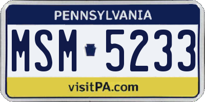 PA license plate MSM5233