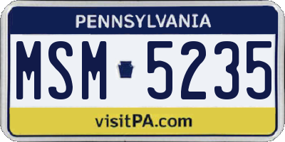 PA license plate MSM5235