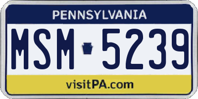 PA license plate MSM5239