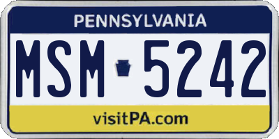 PA license plate MSM5242