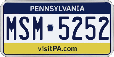 PA license plate MSM5252