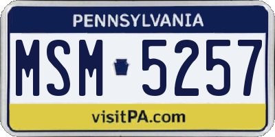 PA license plate MSM5257