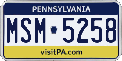 PA license plate MSM5258