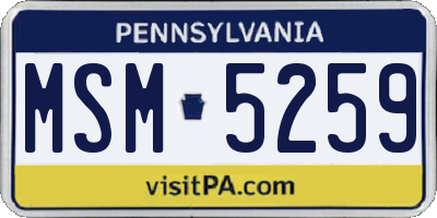 PA license plate MSM5259