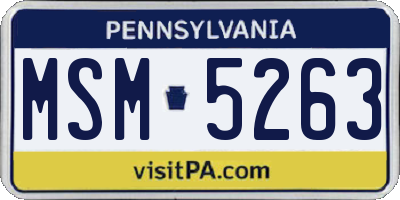 PA license plate MSM5263