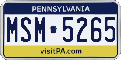 PA license plate MSM5265