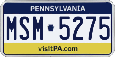 PA license plate MSM5275