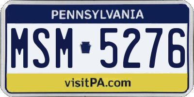 PA license plate MSM5276