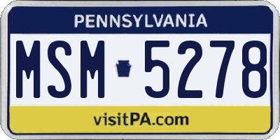 PA license plate MSM5278