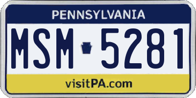 PA license plate MSM5281