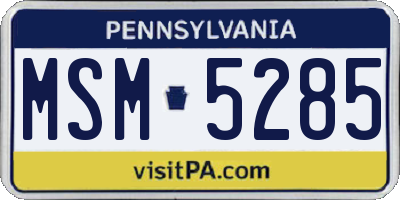 PA license plate MSM5285