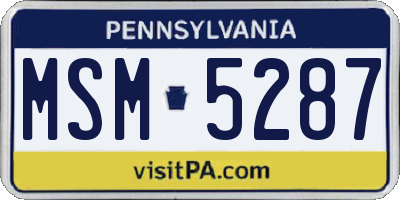 PA license plate MSM5287