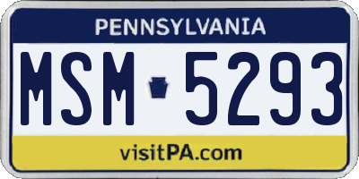 PA license plate MSM5293