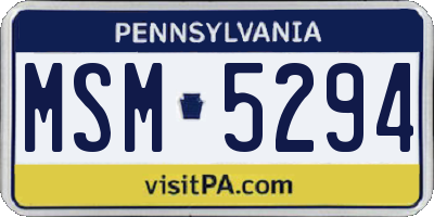 PA license plate MSM5294
