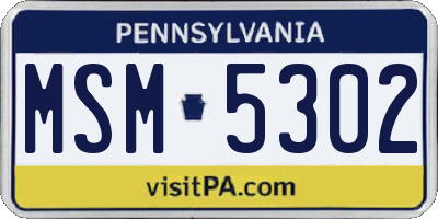 PA license plate MSM5302