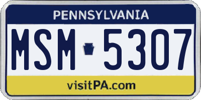 PA license plate MSM5307