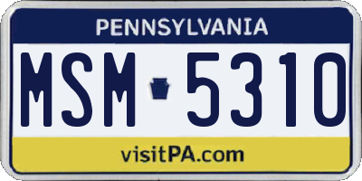 PA license plate MSM5310