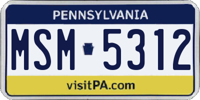 PA license plate MSM5312