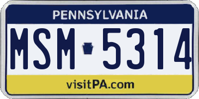 PA license plate MSM5314