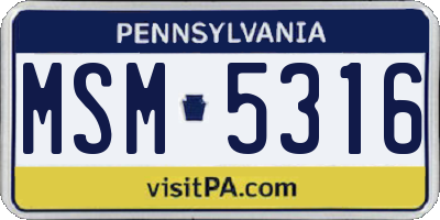 PA license plate MSM5316
