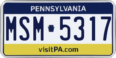PA license plate MSM5317