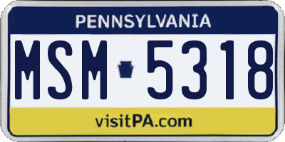 PA license plate MSM5318