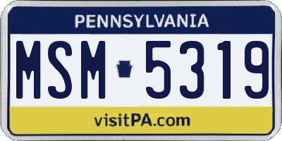 PA license plate MSM5319