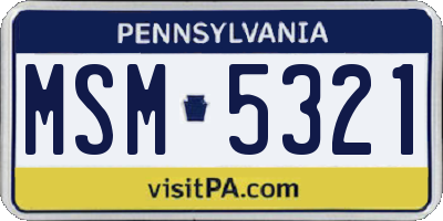 PA license plate MSM5321